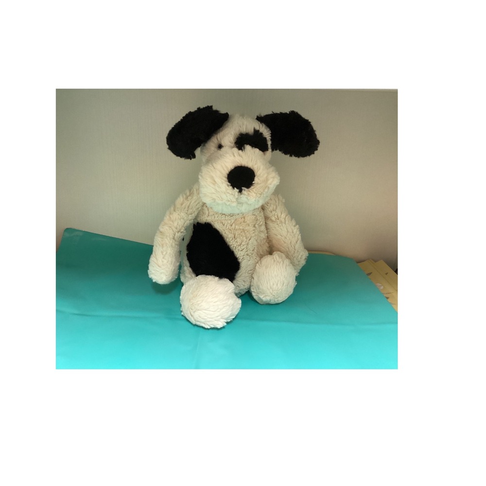 Jellycat London Bashful Puppy Dog Plush Cream Black Spotted Stuffed Animal